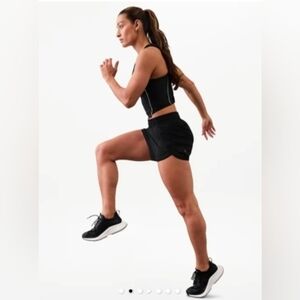 Athleta Mesh Racer Run Mid Rise 4 Women's Black Athletic Shorts-XS # 19